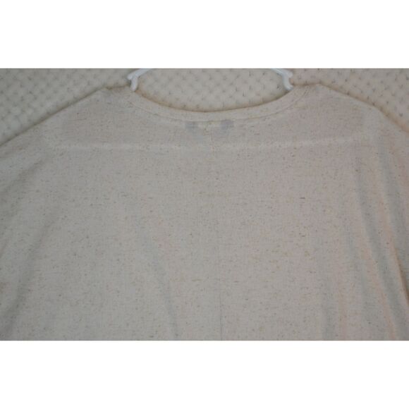Madison Grey Women's Small Cream Linen Blend Side Tie Short Sleeve Top - Picture 10 of 12